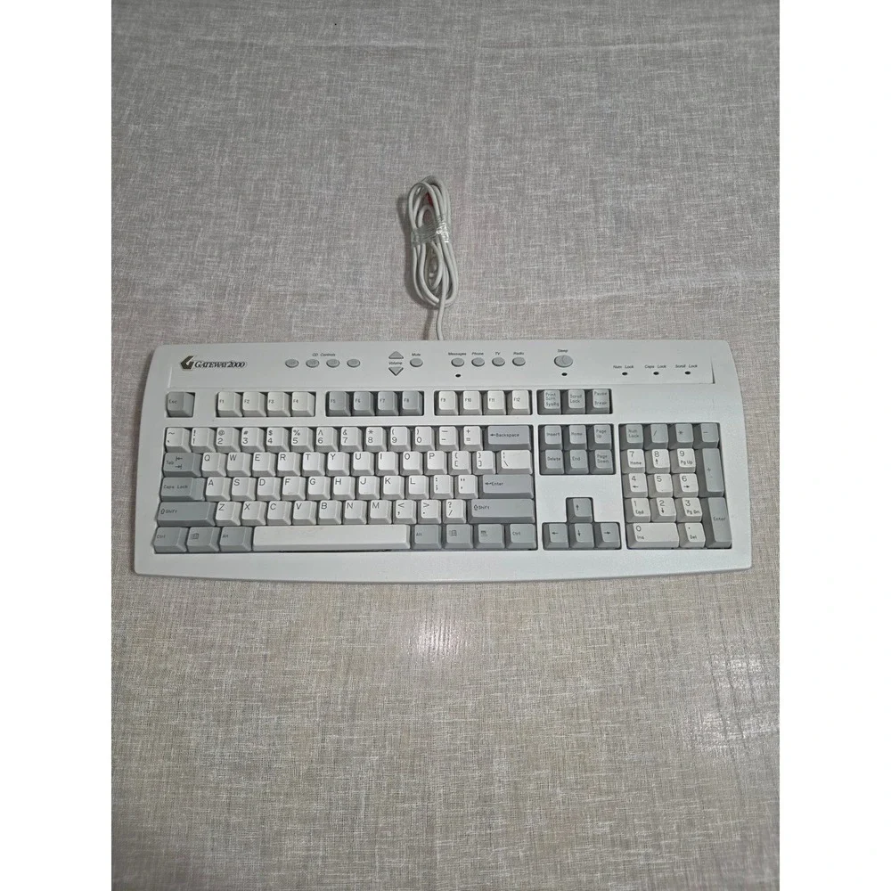 Vintage Gateway 2000 AnyKey Wired Keyboard PS2 Grey White E06150US011-C